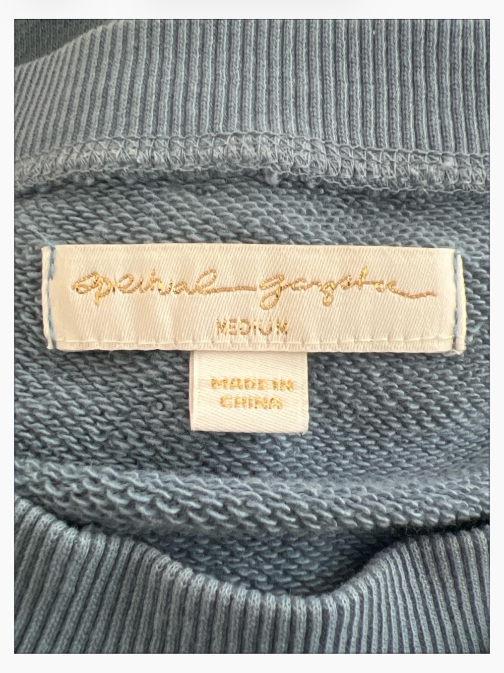 Spiritual Gangster Blue Crewneck Sweatshirt Women’s Medium 100% Cotton - Picture 4 of 5